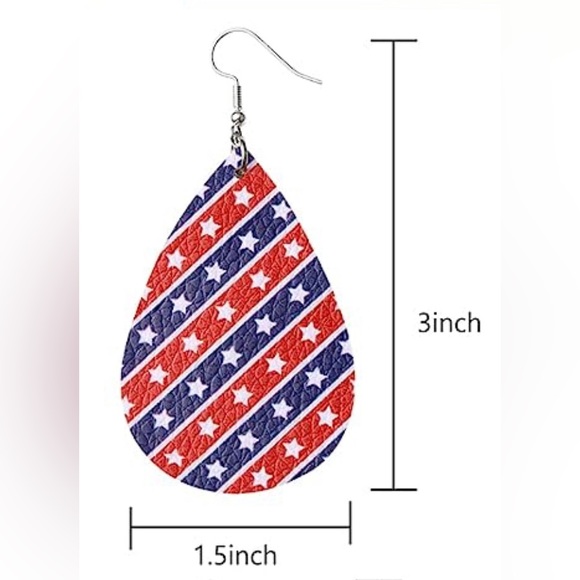 Patriotic Vegan Leather Earrings 🇺🇸 - Picture 2 of 2
